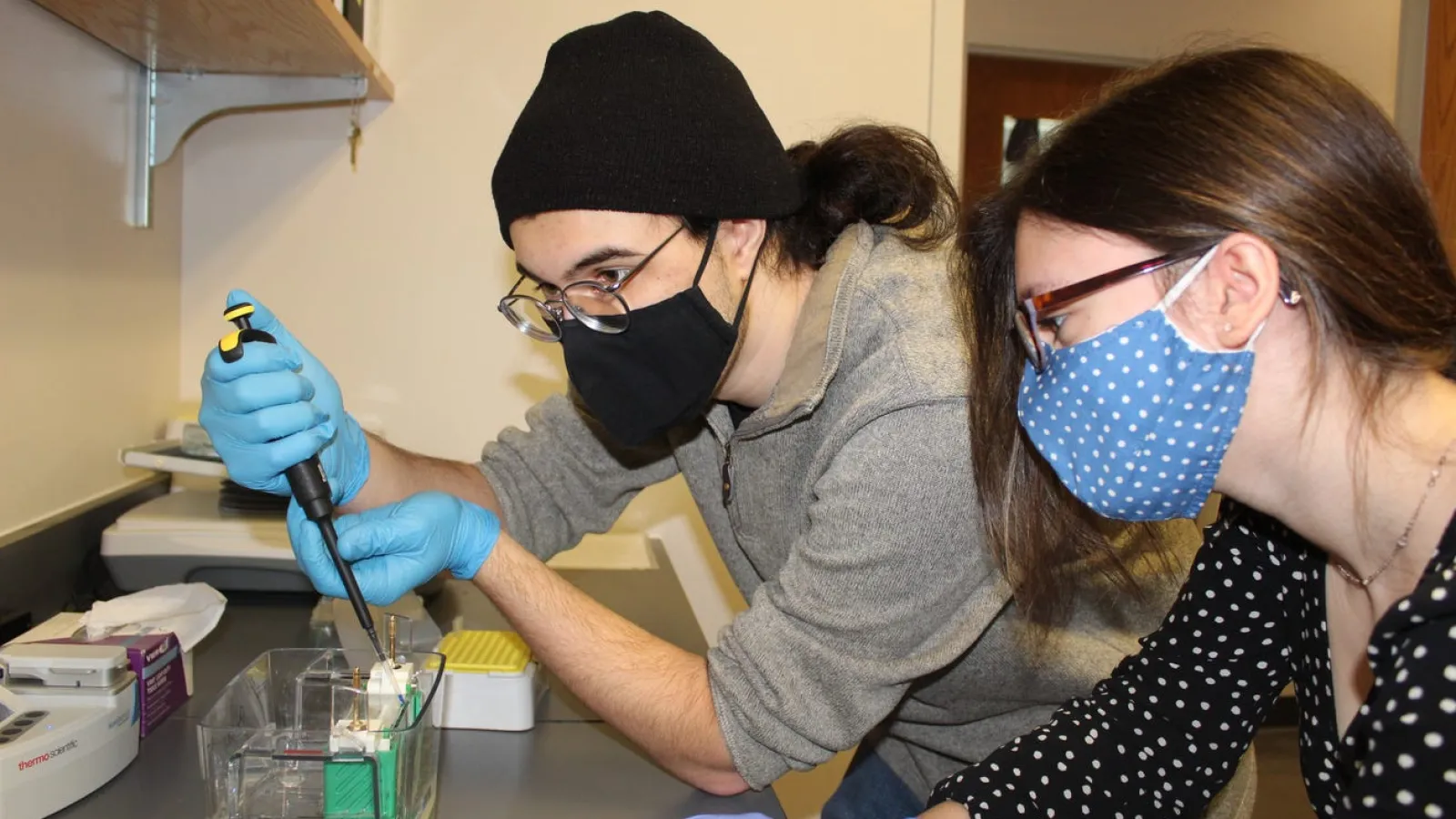 undergraduate students in lab